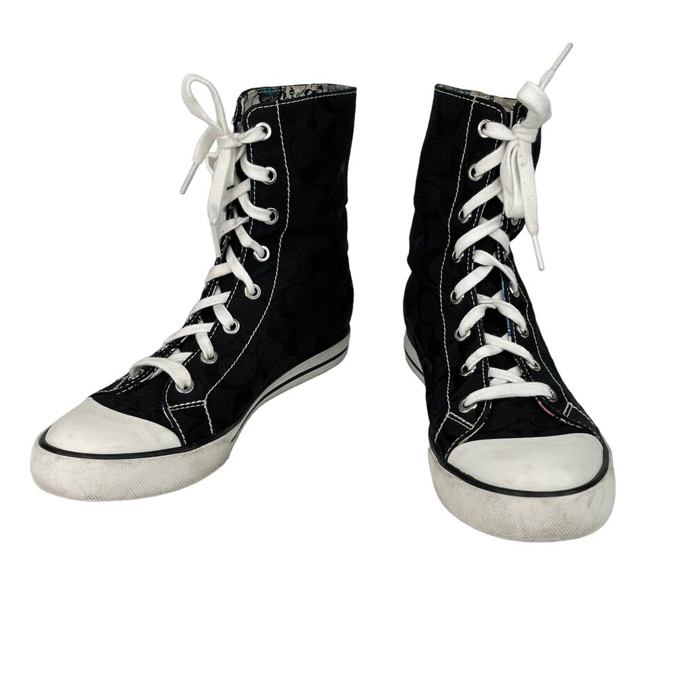 Coach Bonney Butterfly Black Hi Top Fold Over Sneakers 7 - Picture 9 of 14